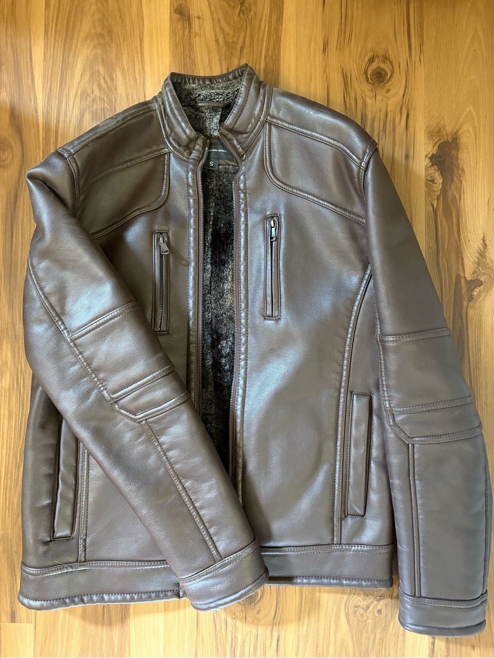 INC Brown Faux Leather Jacket